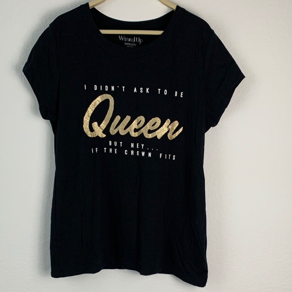 Black Tee with Gold Queen Design